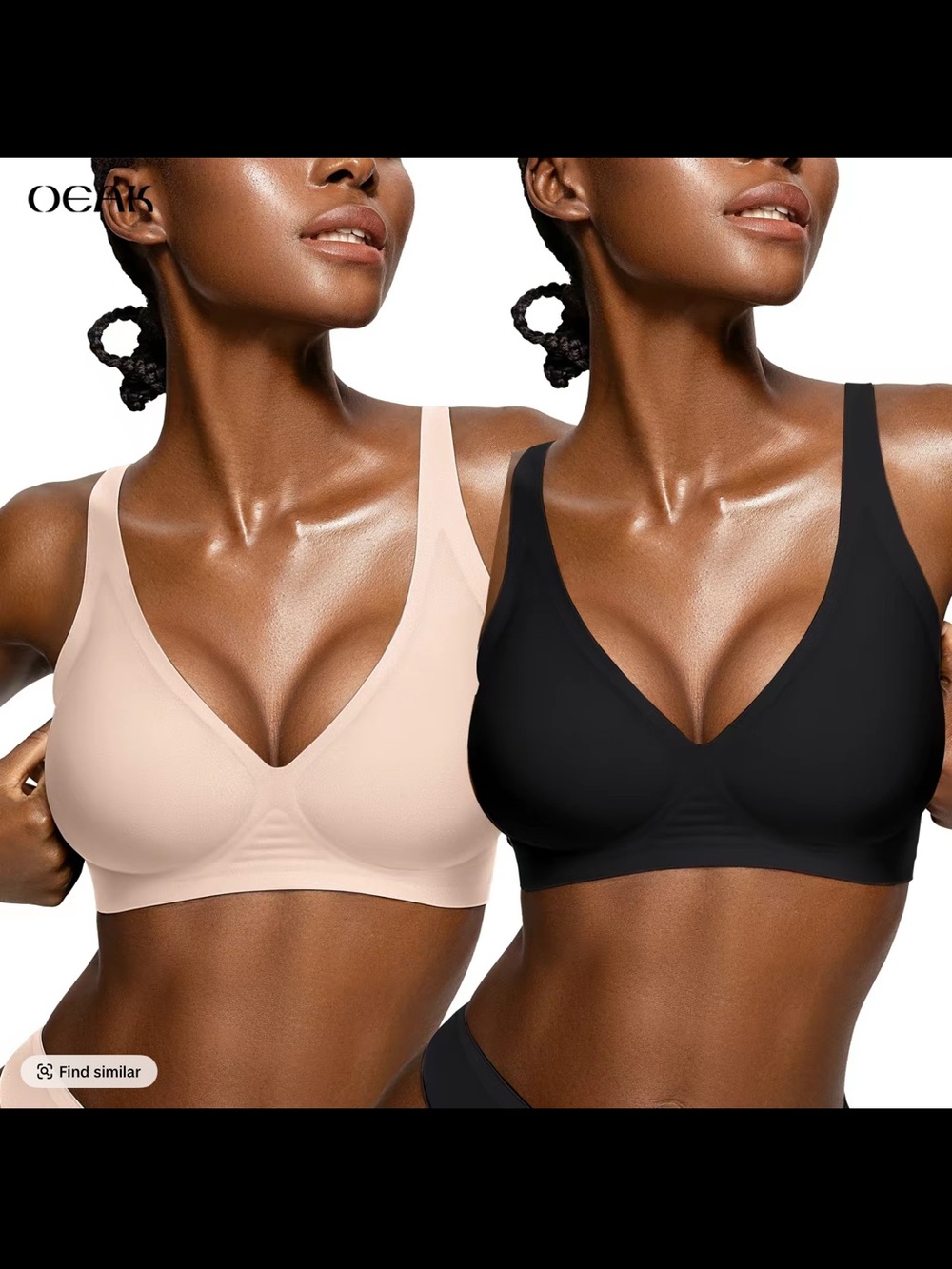 OEAK 2-Pack Seamless Wireless Bras Jelly Bra